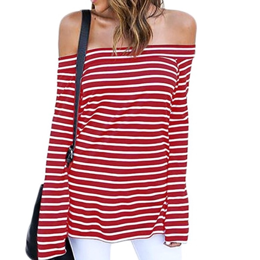 ZJCT Off the Shoulder Belled Sleeve Top